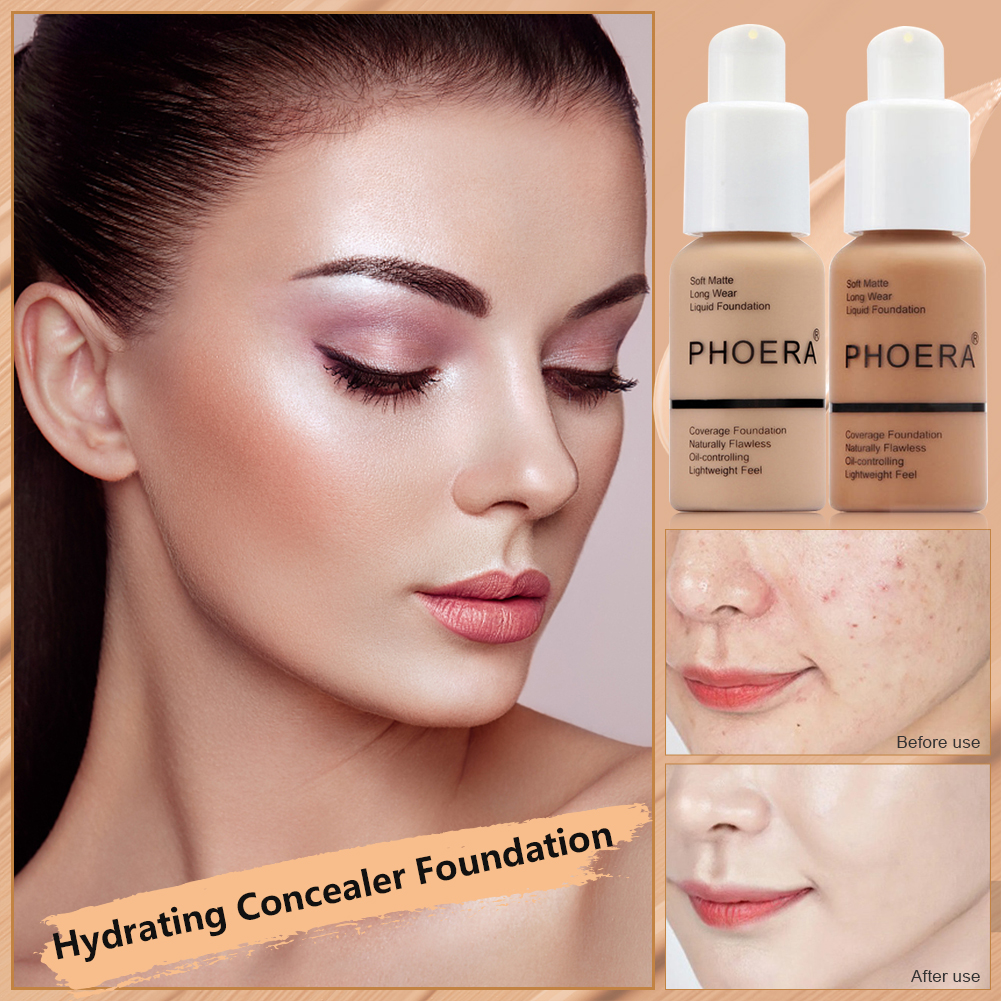 Aabeauty [100% Chính hãng] phoera Foundation Matte không thấm nước Kem che khuyết điểm kem nền dạng lỏng làm sáng Kem dưỡng ẩm
