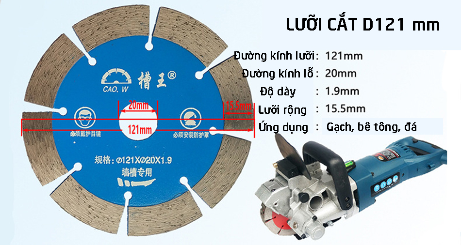 Lưỡi cắt rãnh tường Caowang Ø 121 mm (1 lưỡi)