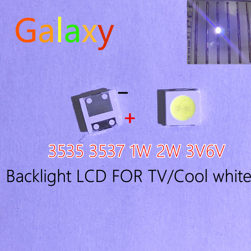 【GlobalTrendz】100pcs 2W 6V 3535 TV Backlight LED 3V SMD Diodes Cool White LCD TV Backlight Televisao TV Backlit Diod Lamp Repair Application. 