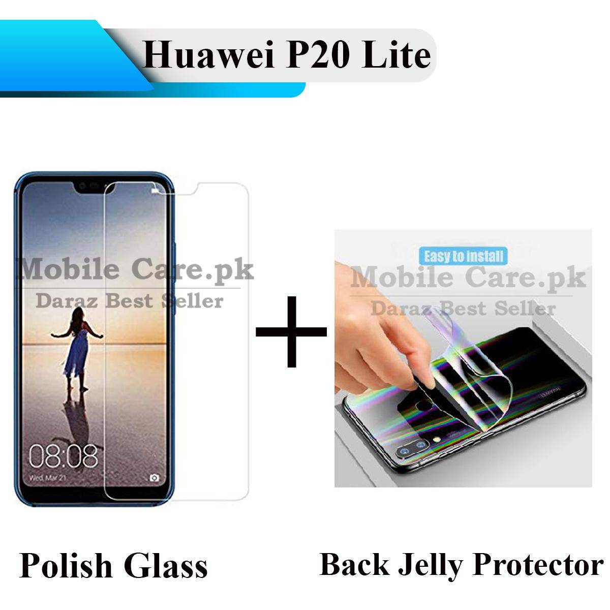 Huawei P20 Lite Tempered Glass Screen Protector Polish Glass + Back Clear Jelly Protector Soft Film Protection Hydrogel Film Protector For Huawei P20 Lite