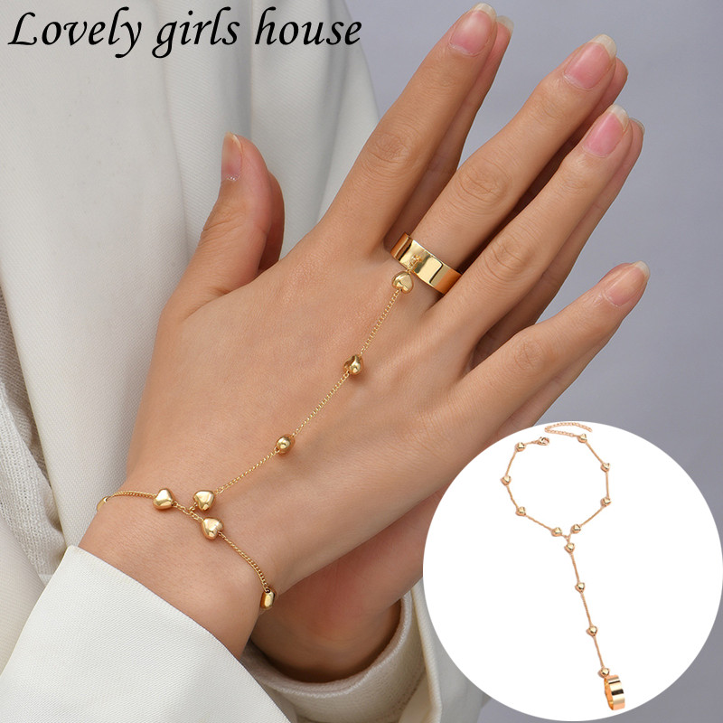 Women Gold Mesh Metal Hand Chain Wrist Fashion Bracelet Ring Size Sexy  Jewelry | eBay