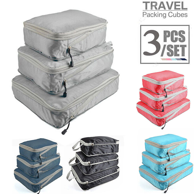 3pcs khối đóng gói nén kho lưu trữ có thể mở rộng vali du lịch Túi xách đựng đồ