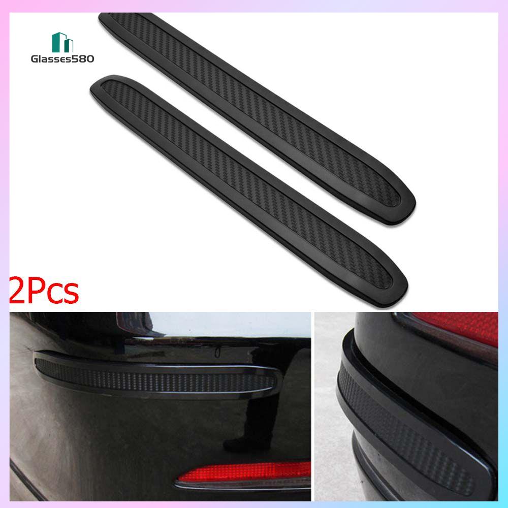 2Pcs Practical Universal Protector Carbon Car Bumper Strip Scratch Guard Anti-rub Front/Rear Corner