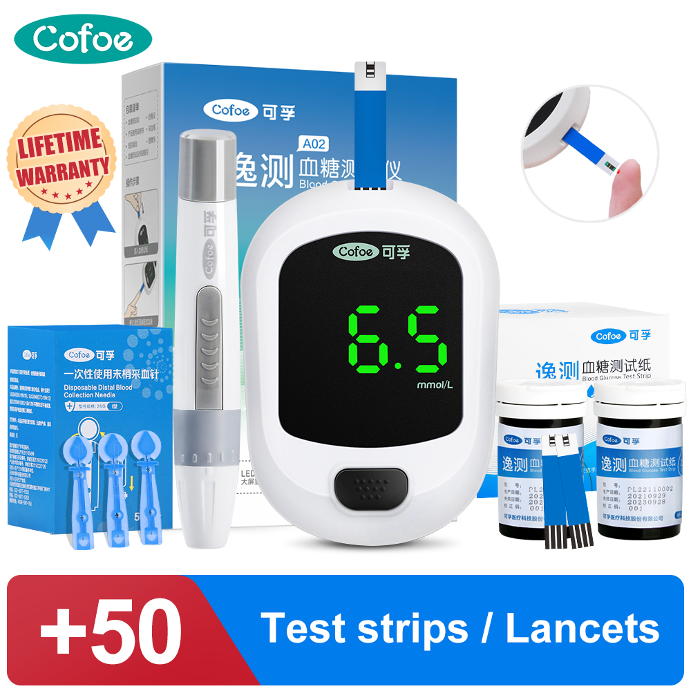 Cofoe Yice A02 Blood Sugar Monitor Full Set 50pcs Test Strips 50pcs