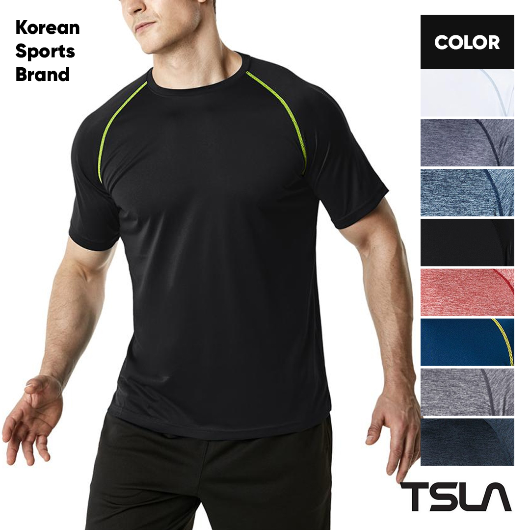Sports Gym Athletic Short Sleeve Shirts TSLA 1 or 2 Pack Men's Workout Running Shirts Dry Fit Moisture Wicking T-Shirts