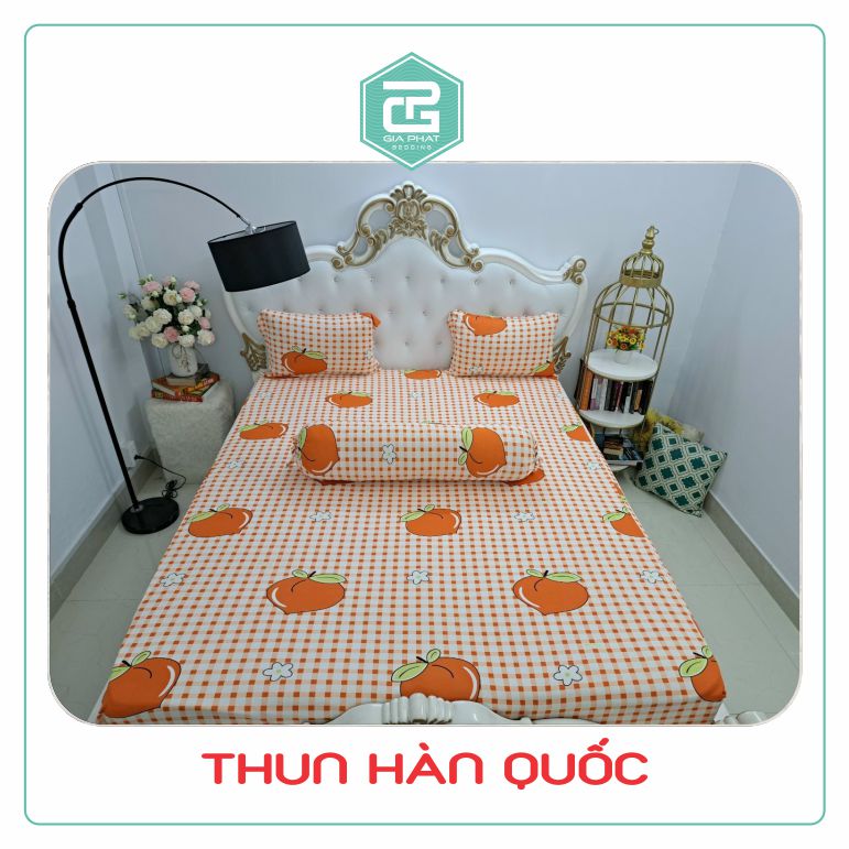 Bộ ga Thun Lạnh Hàn Quốc 4 món (1 ga bọc + 2 vỏ gối nằm + 1 vỏ gối ôm)