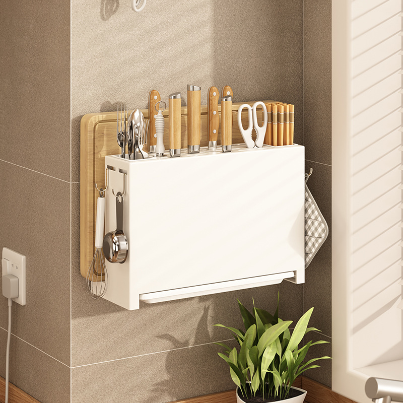 KS Kitchen storage rack, knife holder, countertop, multifunctional storage rack, chopstick rack, wall mounted perforated knife and chopstick rack