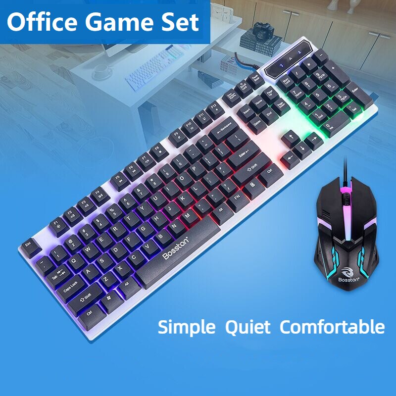 LED Lighting Dazzlingly Cool Lighting Keyboard Mouse Combination Mechanical Keyboard Rgb Mouse Usb Inter For Desktop Laptop 2023new