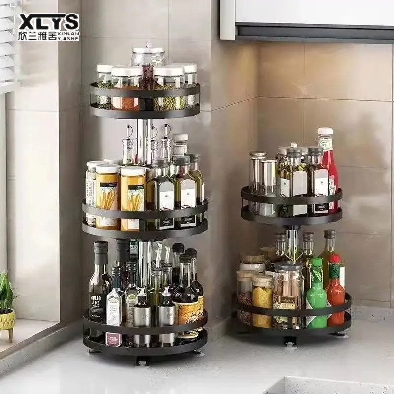 XINLANYASHE [Miễn Phí Vận Chuyển]Countertop Xoay Giá gia vị phòng tắm mỹ phẩm giá lưu trữ nhiều lớp lưu trữ nhà bếp Xoay Giá gia vị