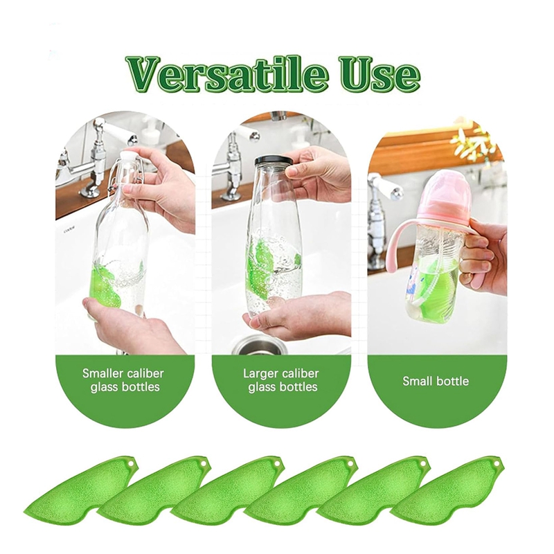 6Pcs Beans Shaped Bottle Cleaning Sponge, Beans Cleaner Reusable Bottle Cleaning Beans Sponge Internal Cleaning Durable Easy to Use