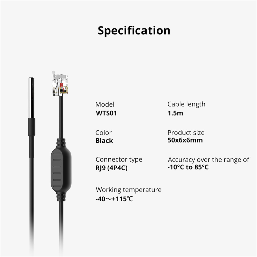 ROMAHOME SONOFF waterproof temperature sensor WTS01, waterproof temperature thermal probe detection sensor