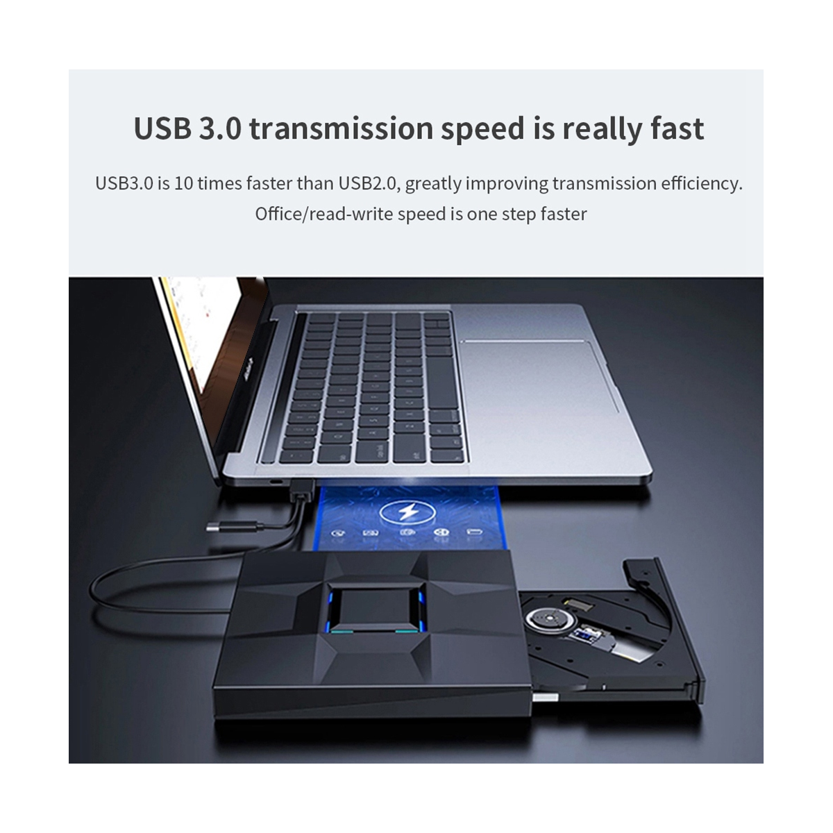 External CD and DVD Player Game Burner DVD External USB 3.0 Type C CD Writer Reader for PC Laptop Desktop
