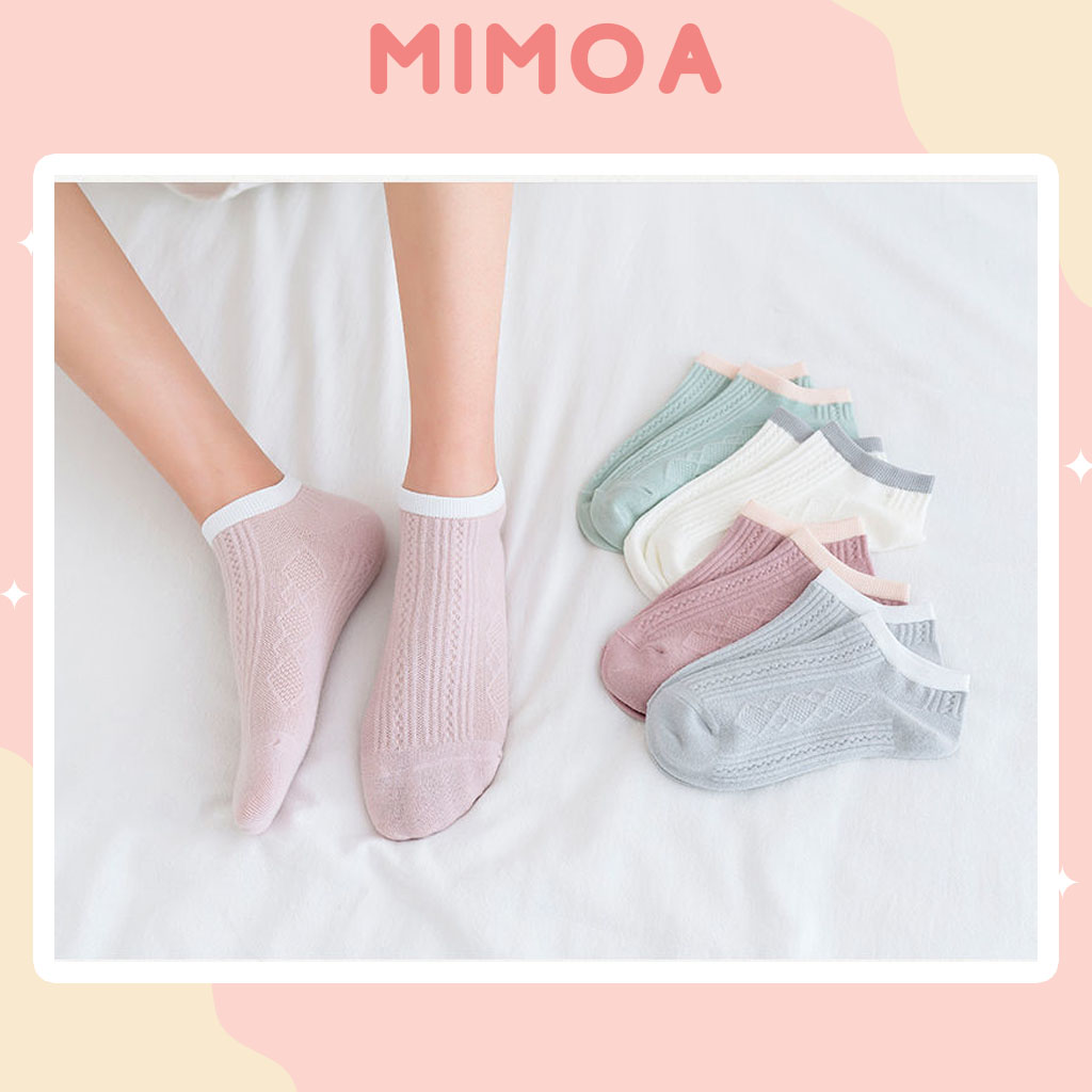 [ SET 5 ĐÔI ] Tất vớ nữ gân hoa văn nhiều màu