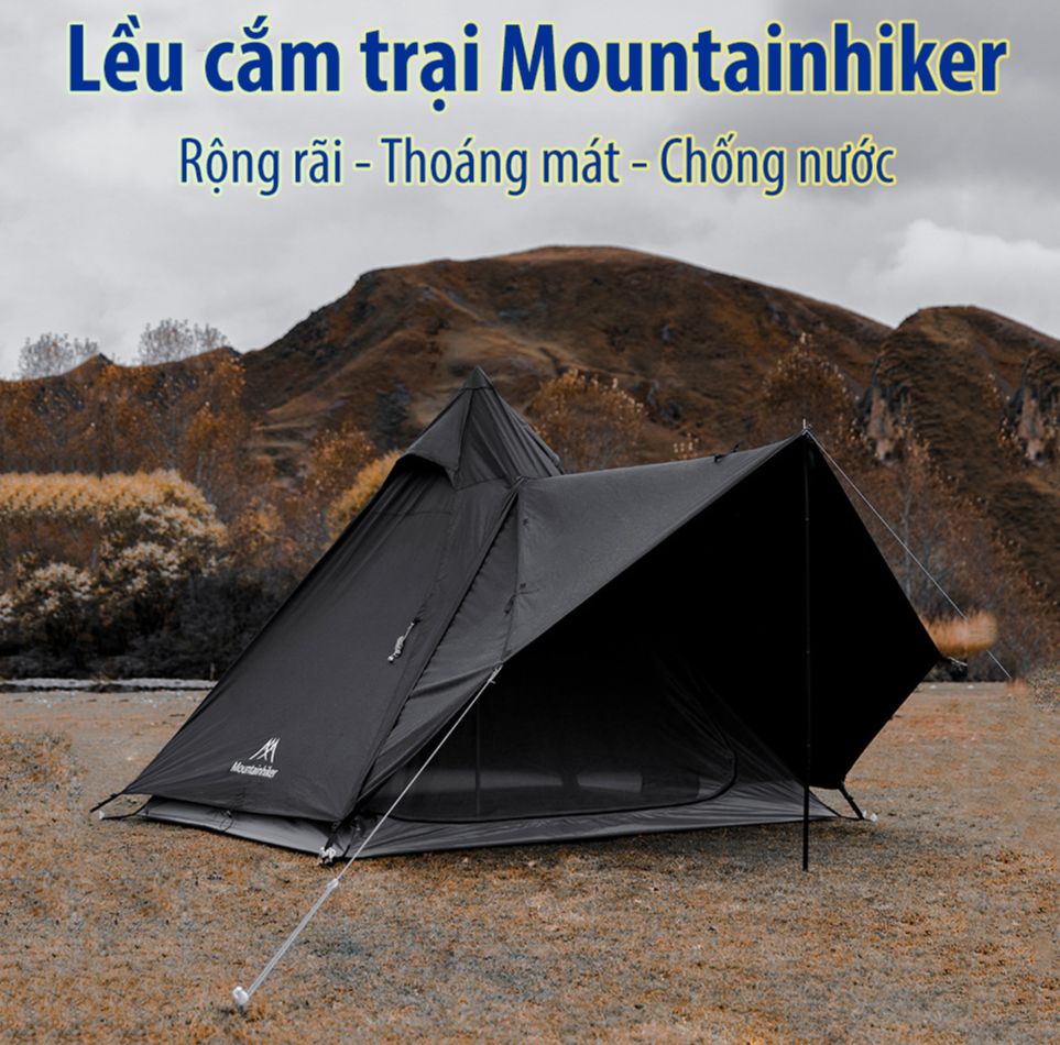 Lều cắm trại kim tự tháp Mountainhiker cao cấp 2 lớp có mái che Lều cắm