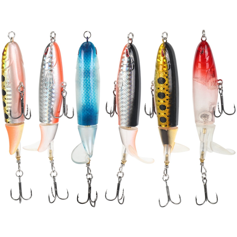 1X WHOPPER PLOPPER TOPWATER FLOATING FISHING LURES BAITS ROTATING TAIL FOR  BASS