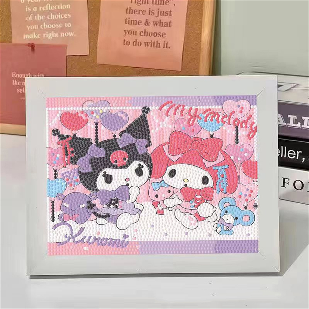 CHIPLYSanrio Diamond Painting With Plastic Frame Tools Kawaii Kuromi / Mylody Handmade Painting Box With Frame