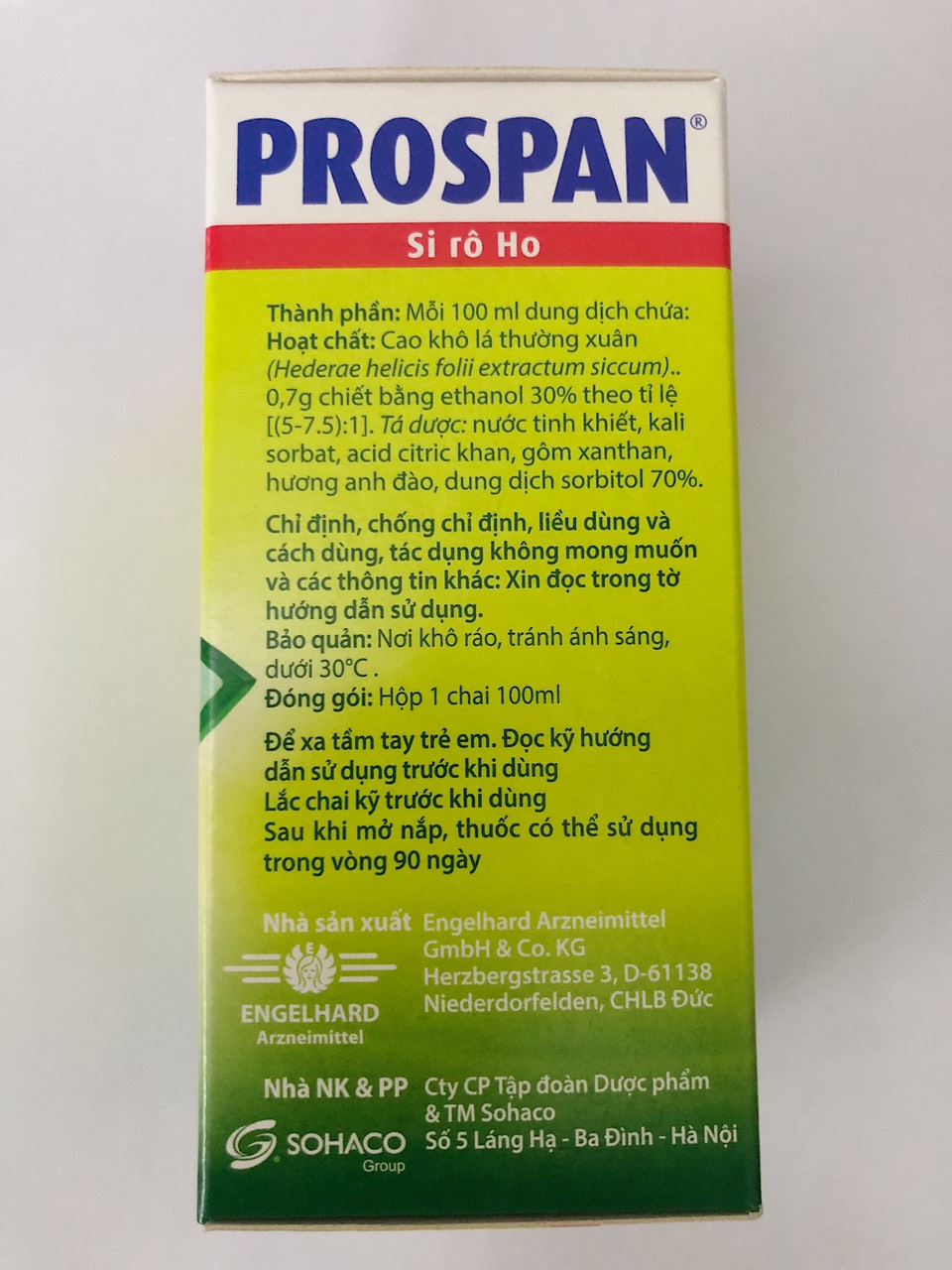 Siro ho PROSPAN cho bé - cao lá thường xuân 100ml