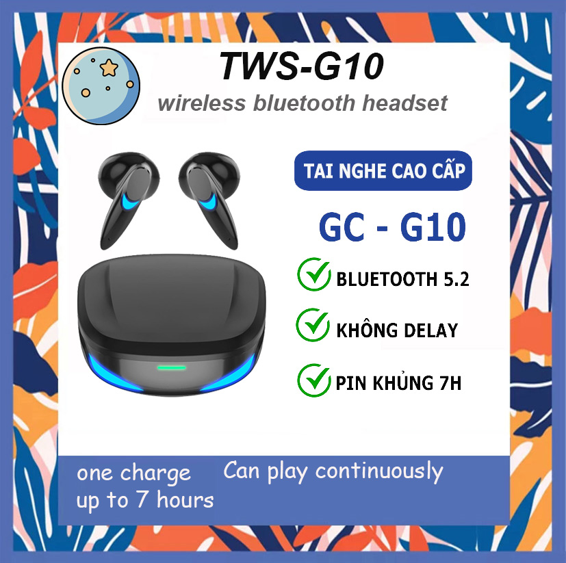 Tai nghe Bluetooth không dây TWS-G10 Bluetooth 5.2, Tai nghe chơi game tws, Thời trang sang trọng lõi kép, Pin tốt 7 giờ nghe liên tục, Tai nghe trong tai không dây, Gọi bằng micrô, Tai nghe chơi game có độ trễ thấp Chỉ 15ms Chế độ kép,