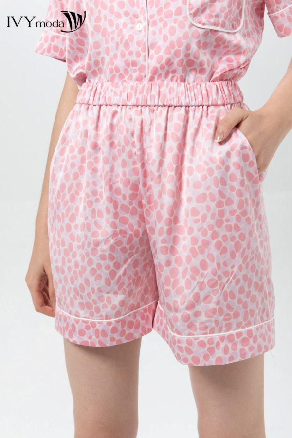 Bộ đồ ngủ pyjama lụa phối họa tiết IVY moda MS 16X1367