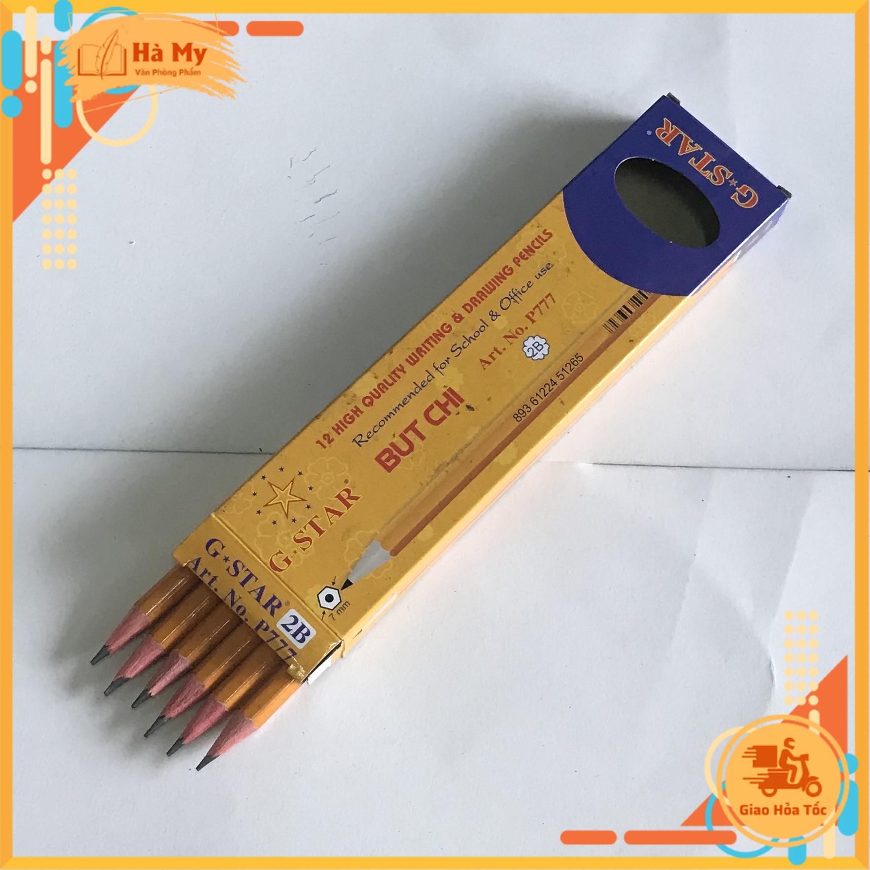 (Hộp 12 Cây) Bút chì gỗ 2B thân vàng GSTAR 009 bền đẹp có gôm