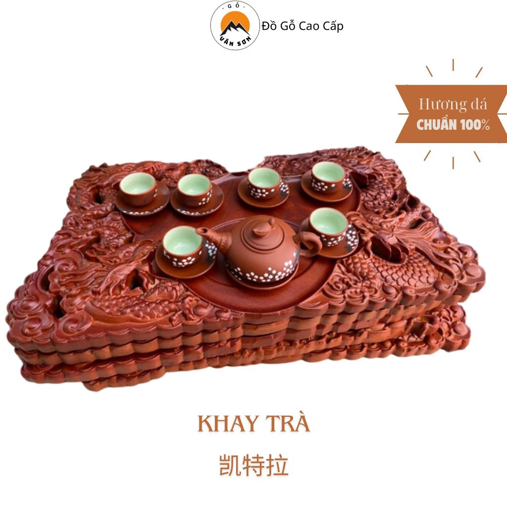 Khay Trà Ngũ Long gỗ hương đá - VS501
