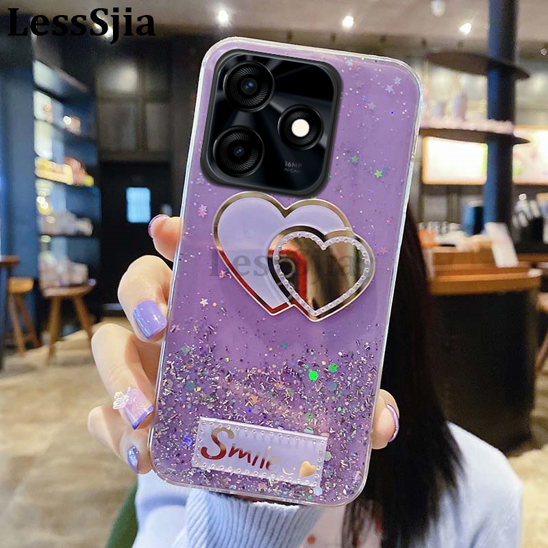 Phone Cover infinix Smart 8 Pro 8 Plus 7 Case Glitter Soft Transparent Be Love Makeup Mirror Stars Moon Cover For infinix Smart 8Plus 8Pro smart 7 Cases