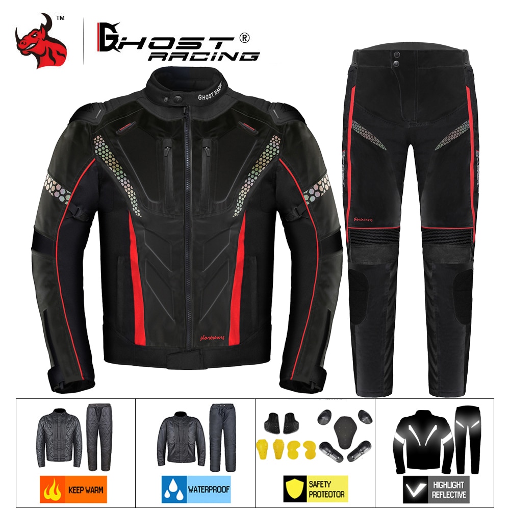 5XL GHOST RACING Motorcycle Jacket Protective Gear Motorbike Riding Moto  Jacket Waterproof Windproof Moto Motorcycle Suits