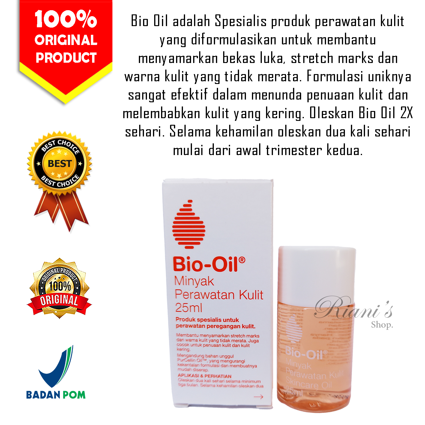 Bio Oil 25 ml Original Dapat Menghilangkan Hilangkan Bekas Jerawat Luka