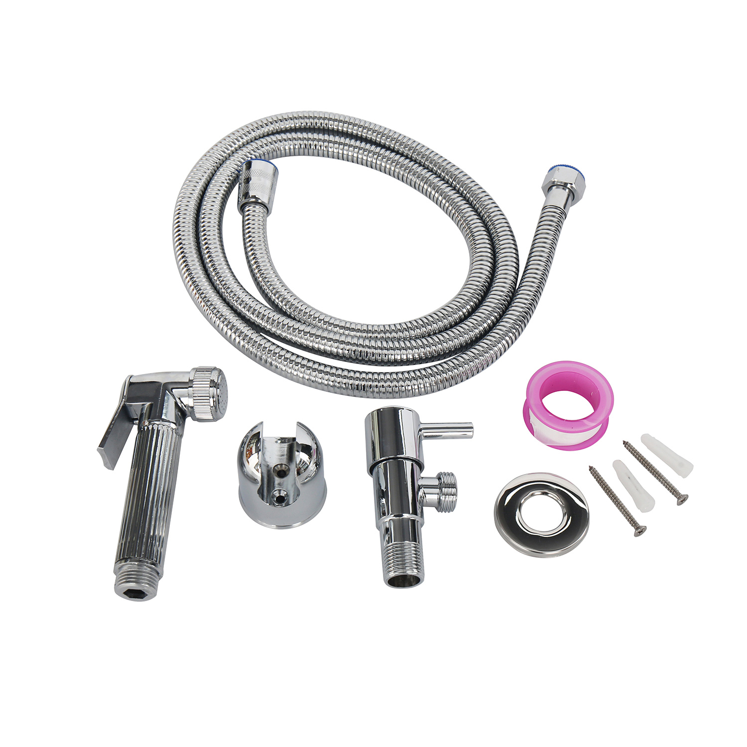 Muslim Shower Hose Kit Sprayer Bidet Handheld Brass Chrome Shiny