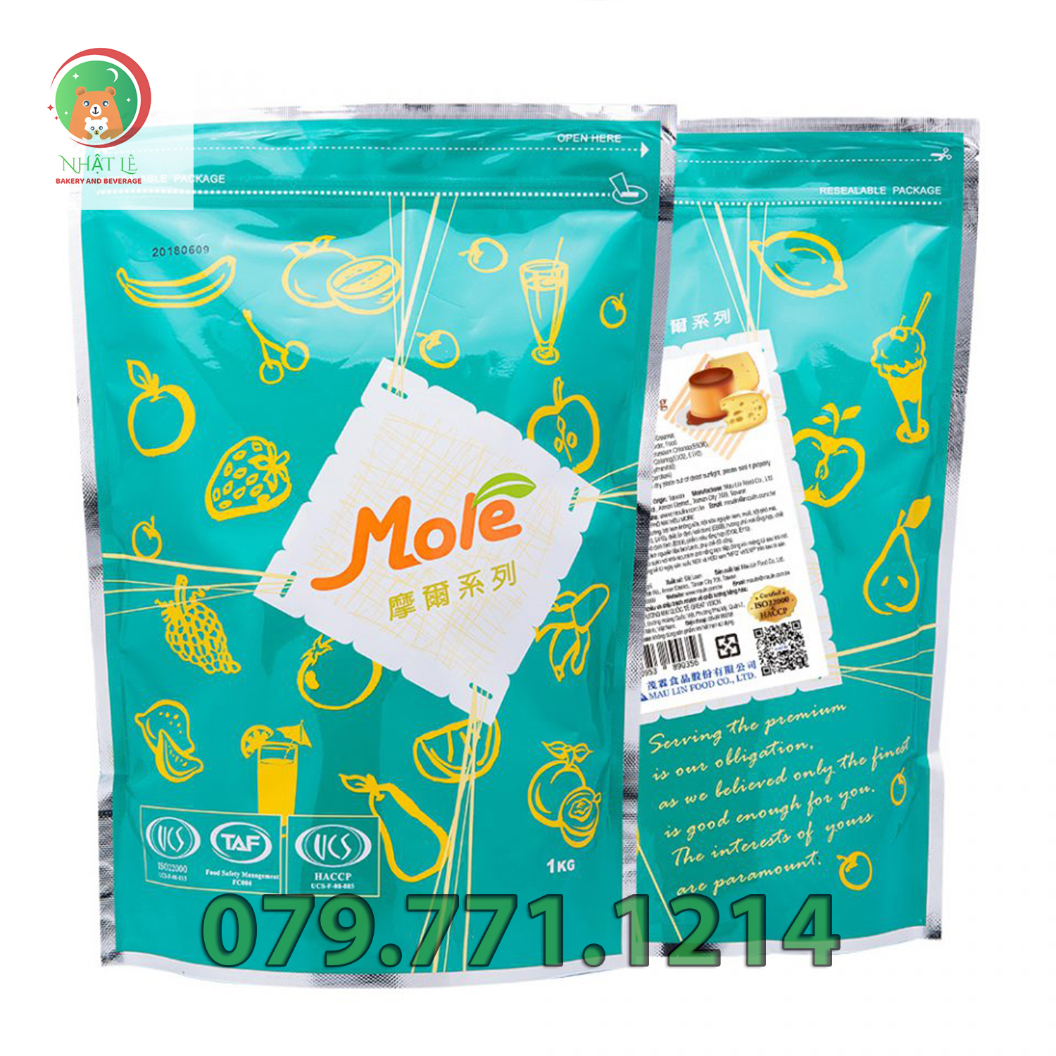 Bột Pudding Phô Mai (Flan Phô Mai) hiệu Mole Đài Loan túi zip 1kg