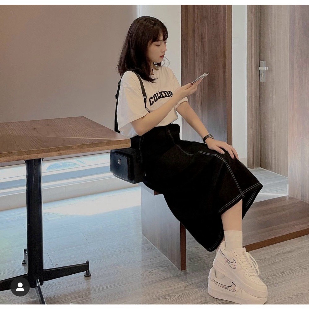 Chân váy bò nữ chỉ nổi xẻ sau