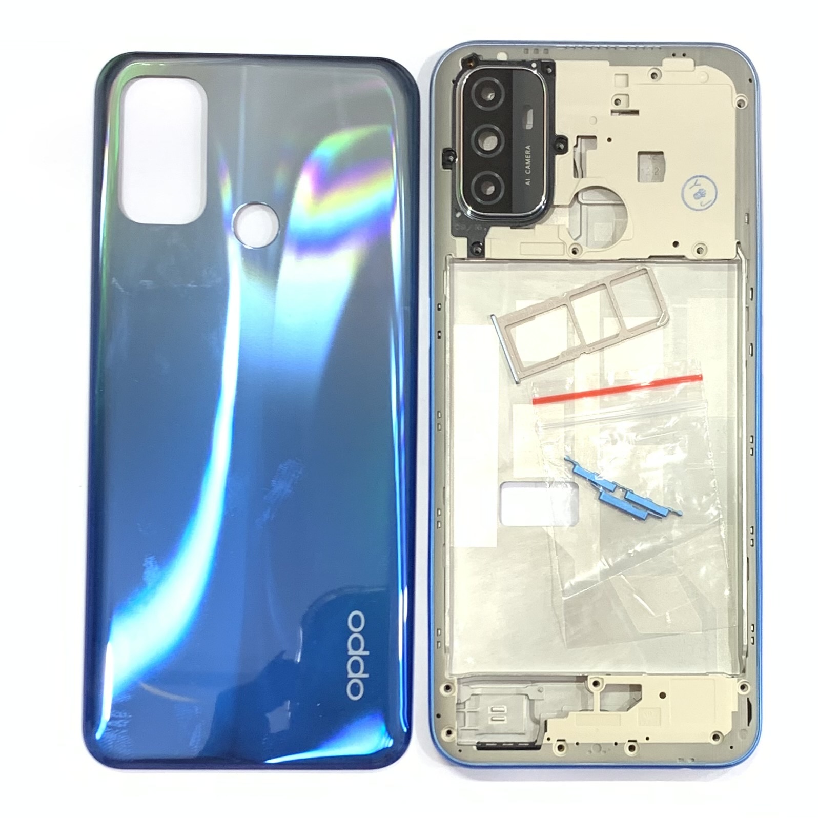 Vỏ bộ Oppo A53 full bộ (khung sườn + nút , khai sim , kính camera  )