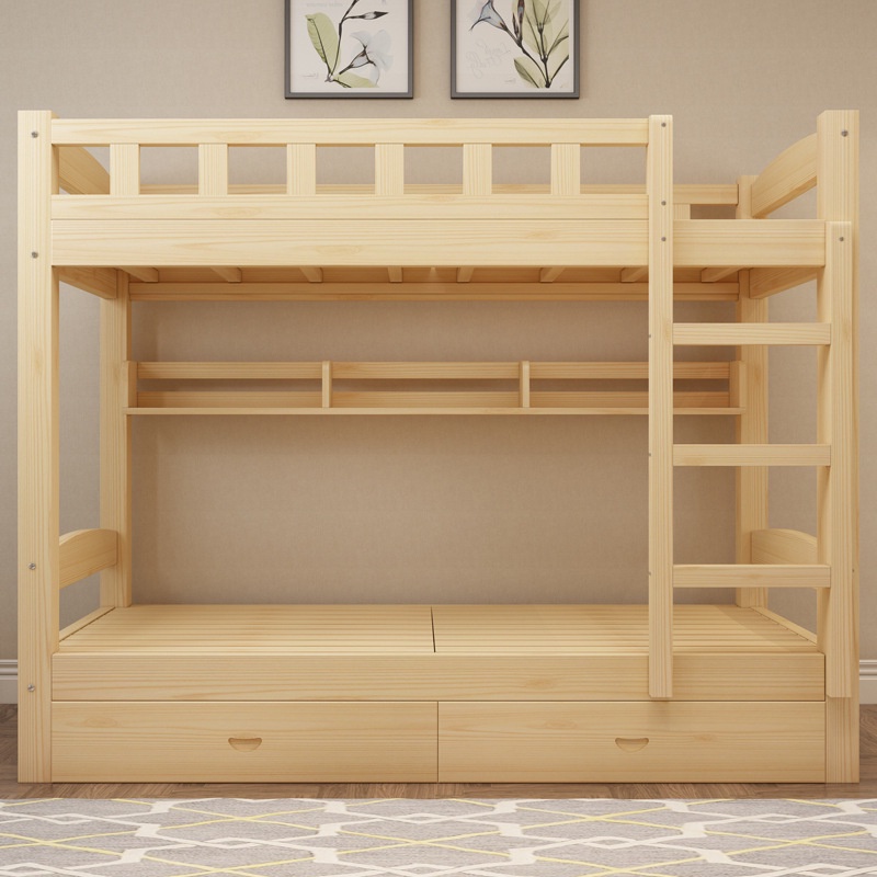 Double Decker Bed Frame Double Bed Loft Bed Solid Wood Bunk Bed Bunk