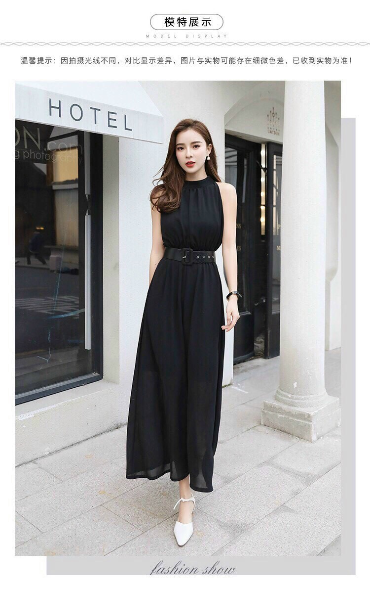 đầm dài váy đầm maxi xám- đen kèm nịt
