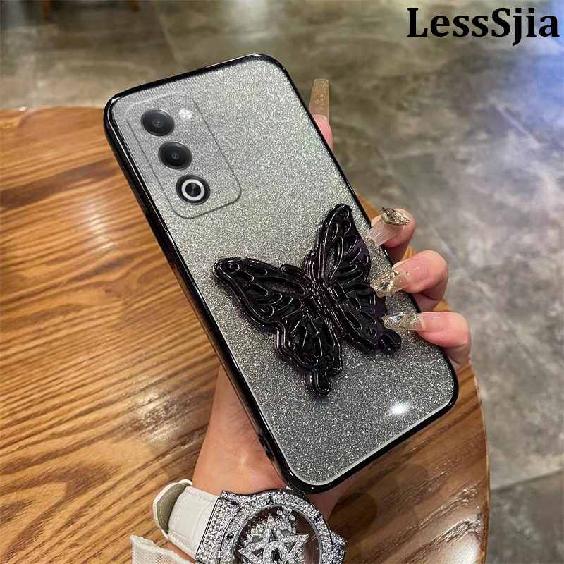 Phone cover OPPO A5i Pro Back case with Cute Butterfly Stand Luxury Slim Gradient Clear Plating Glitter Girls For OPPO A5i Pro Phone cases