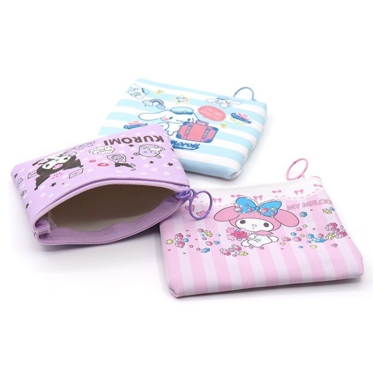 Sanrio Purse Cute Girl Wallet & Pencil Box Kawaii Creative Lady Zipper Cinnamoroll Kuromi Melody Wallets Kids Children Coin Pouch Purses & Pencil Case. 
