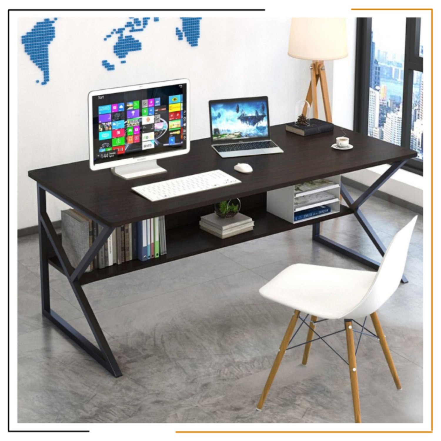 Modern K-Desk — 120×75×75 cm (48″×30″×30″) | Gaming Desk • Office Table • Study Table | Metal Frame & Laminated Top | Holds 200 kg • Made in Nepal (Medium+Wide). 