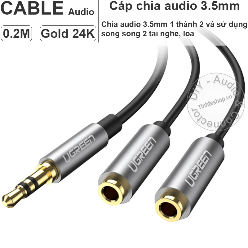 Audio cable 3.5mm male to 2x3.5mm female stereo 20cm ugreen 10780