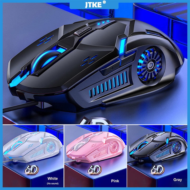 JTKE Chuột chơi game 7 Đèn nền màu USB có dây im lặng 3200dpi chuột cho máy tính xách tay PC