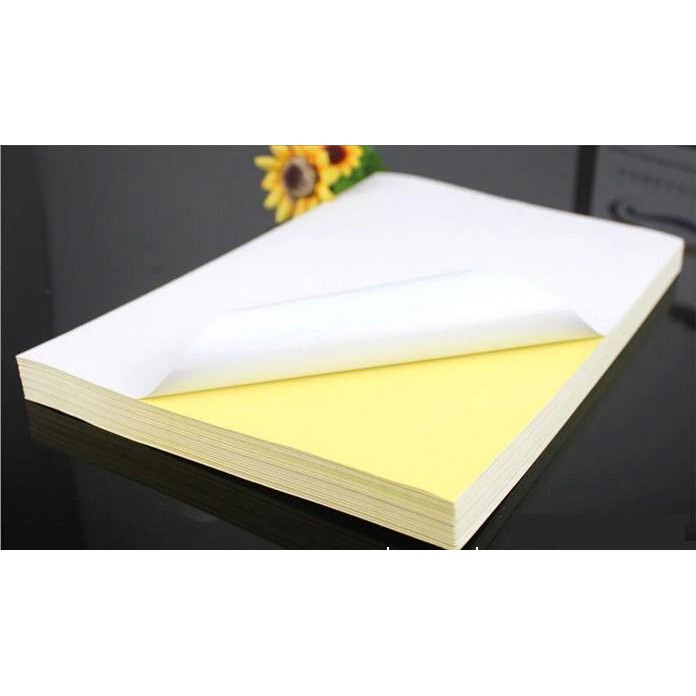 Giấy Decal Mặt Bóng Khổ A4 Đế Vàng (Xấp 100 tờ)