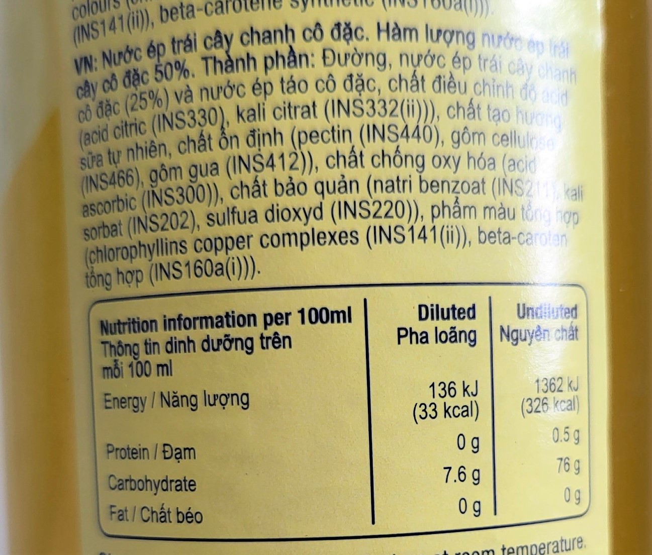 [Chai 800ml – CHANH] NƯỚC ÉP CÔ ĐẶC [Malaysia] SUNQUICK Lemon Fruity and Refreshing (halal)