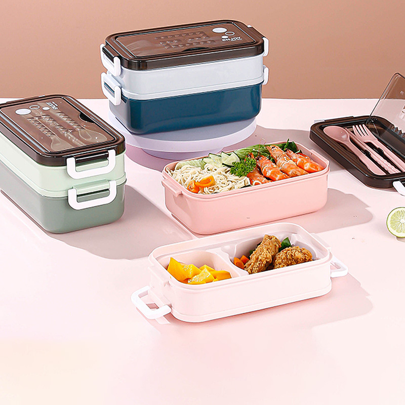 Plastic lunch box lunch box multilayer office car student office workers microwave heating frame double lunch box.