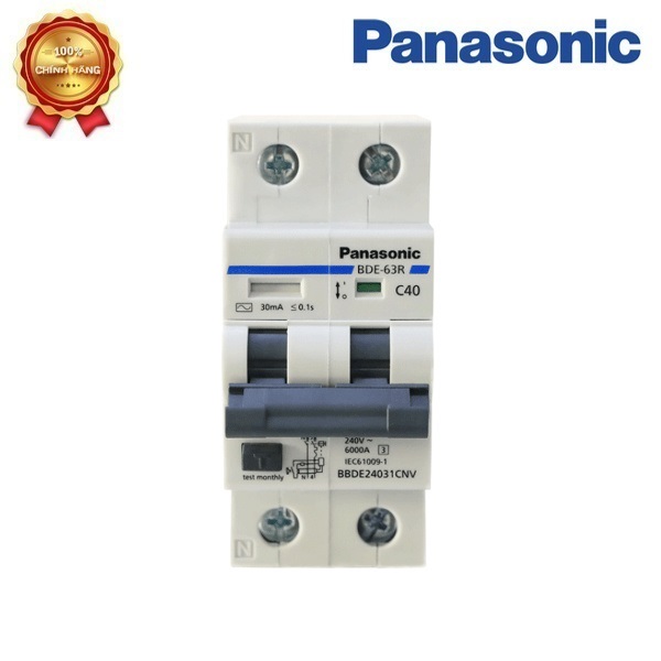 Cầu dao rcbo 2p panasonic bảo vệ quá tải, chống rò