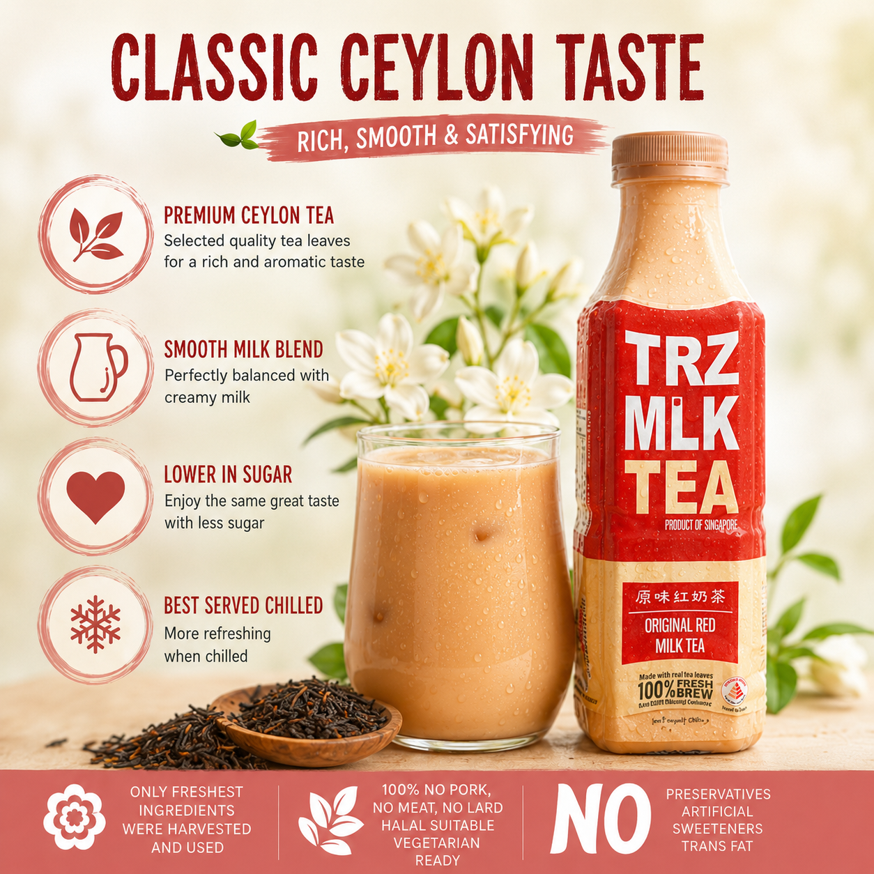 Halal Certified**TRZ Original Red Milk Tea 原味红奶茶x 10 bottles