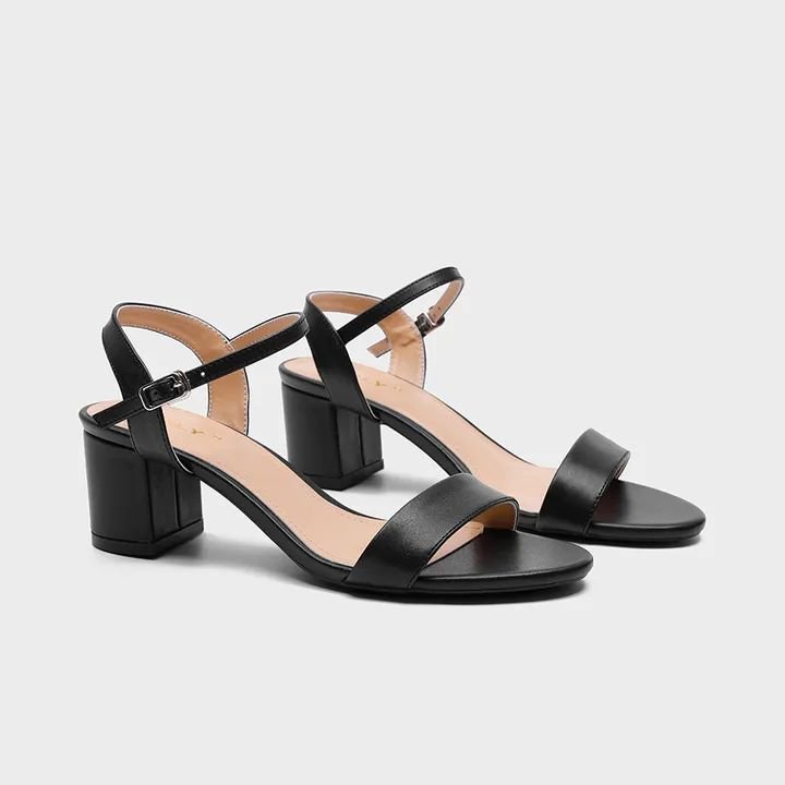 Sandal cao gót 5p 7p đế vuông quai ngang bigsize 42 43 cao cấp Depvashock