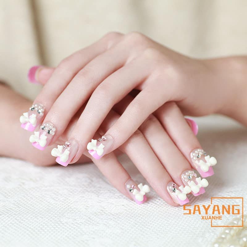 Bộ 24 Móng tay giả , nail giả A14 ( Keo sẵn sau các móng tay )
