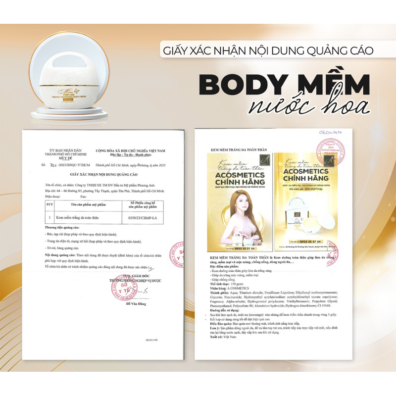 [ HÀNG CHÍNH HÃNG ] Kem Body Mềm Acosmetics
