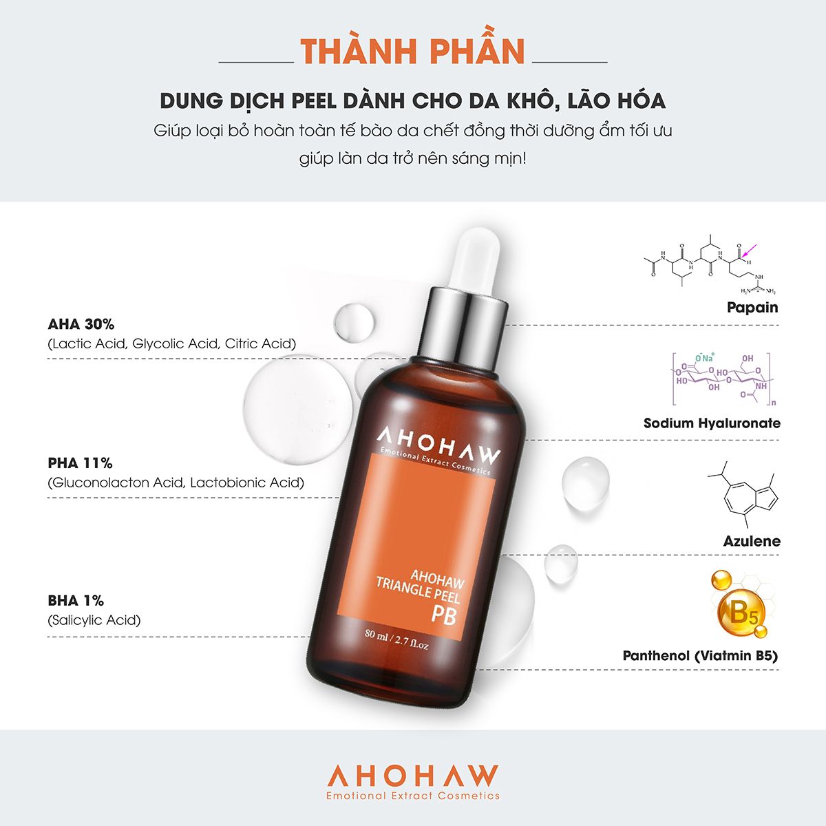 Peel Da Dầu, Mụn Ahohwa Triangle Peel PB (30 ml - 80 ml)