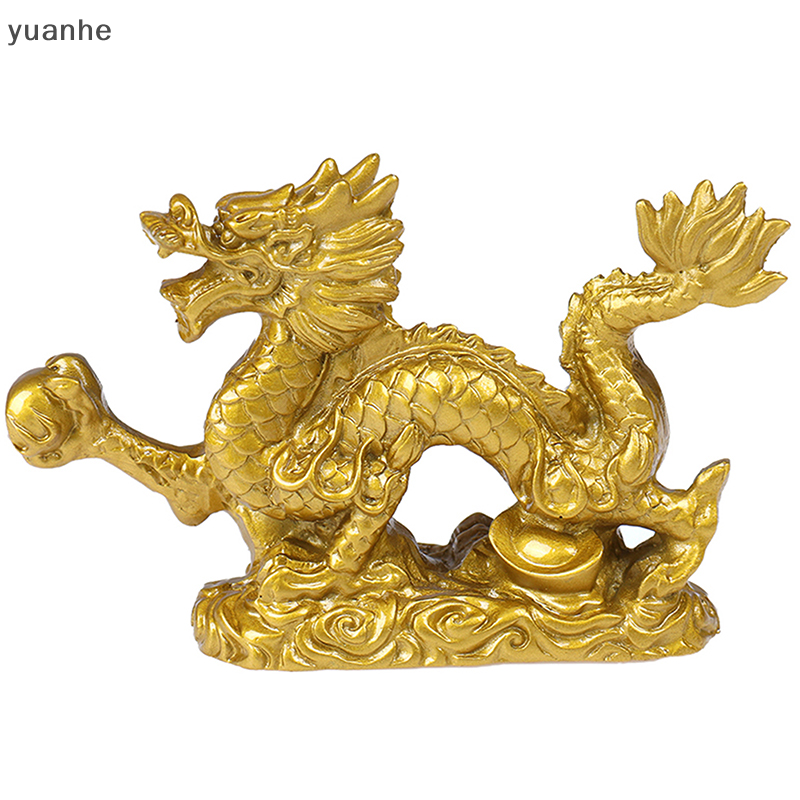 Yuanhe Tốt may mắn Rồng Trung Quốc mười hai hoàng đạo tượng vàng rồng tượng động vật điêu khắc tượng trang trí máy tính để bàn