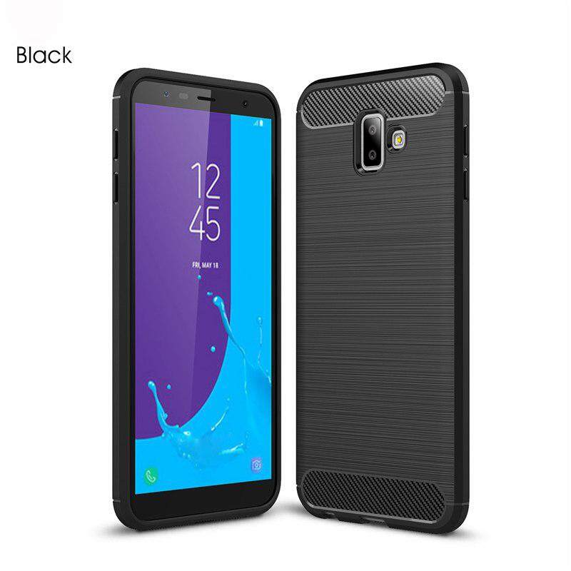 tzmar for Samsung Galaxy J6 Plus J6+ Case Cover Carbon Fiber Brushed TPU Silicone Soft Casing Phone Mobile Housing